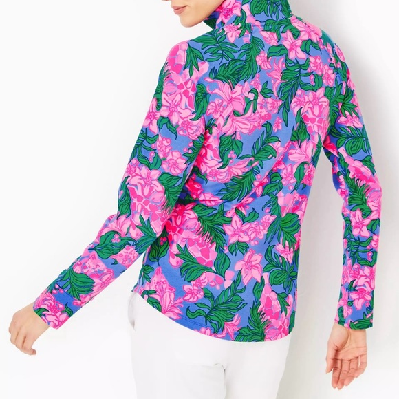 New Lilly Pulitzer UPF50 Skipper Popover Jacket Cerise Pink Safari Sunset, XL - Picture 2 of 5